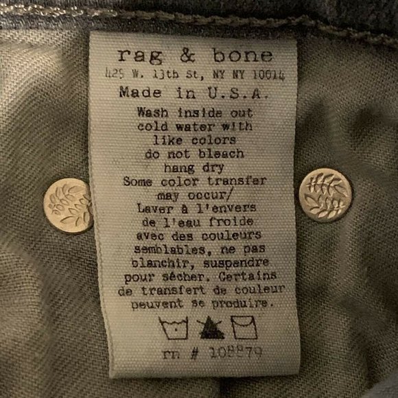 Rag & Bone Womens Skinny Jeans Gray Charcoal Wash Low Rise Pockets Denim 25 - Picture 10 of 11